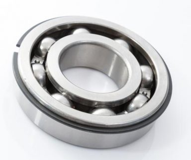 Two metal circles with round metal balls in between (ball bearing)