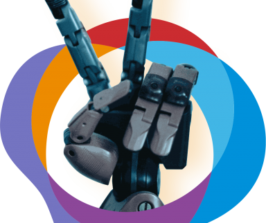 robot hand making peace sign
