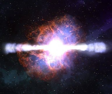 Image of the bright light explosion in space