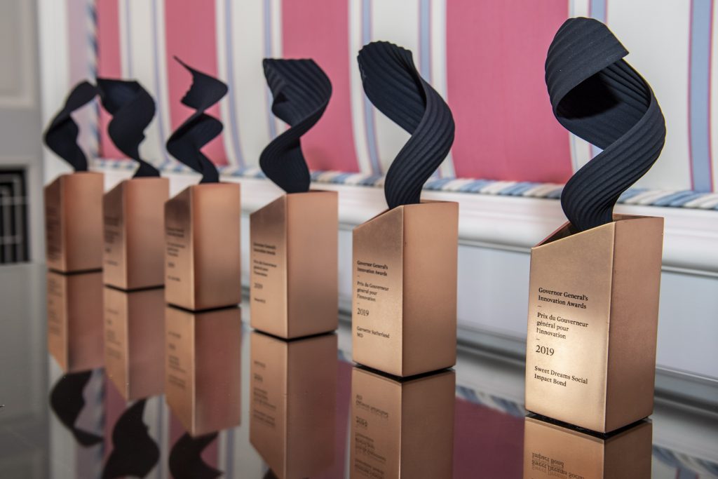 2019 GGIA awards lined up together decoratively