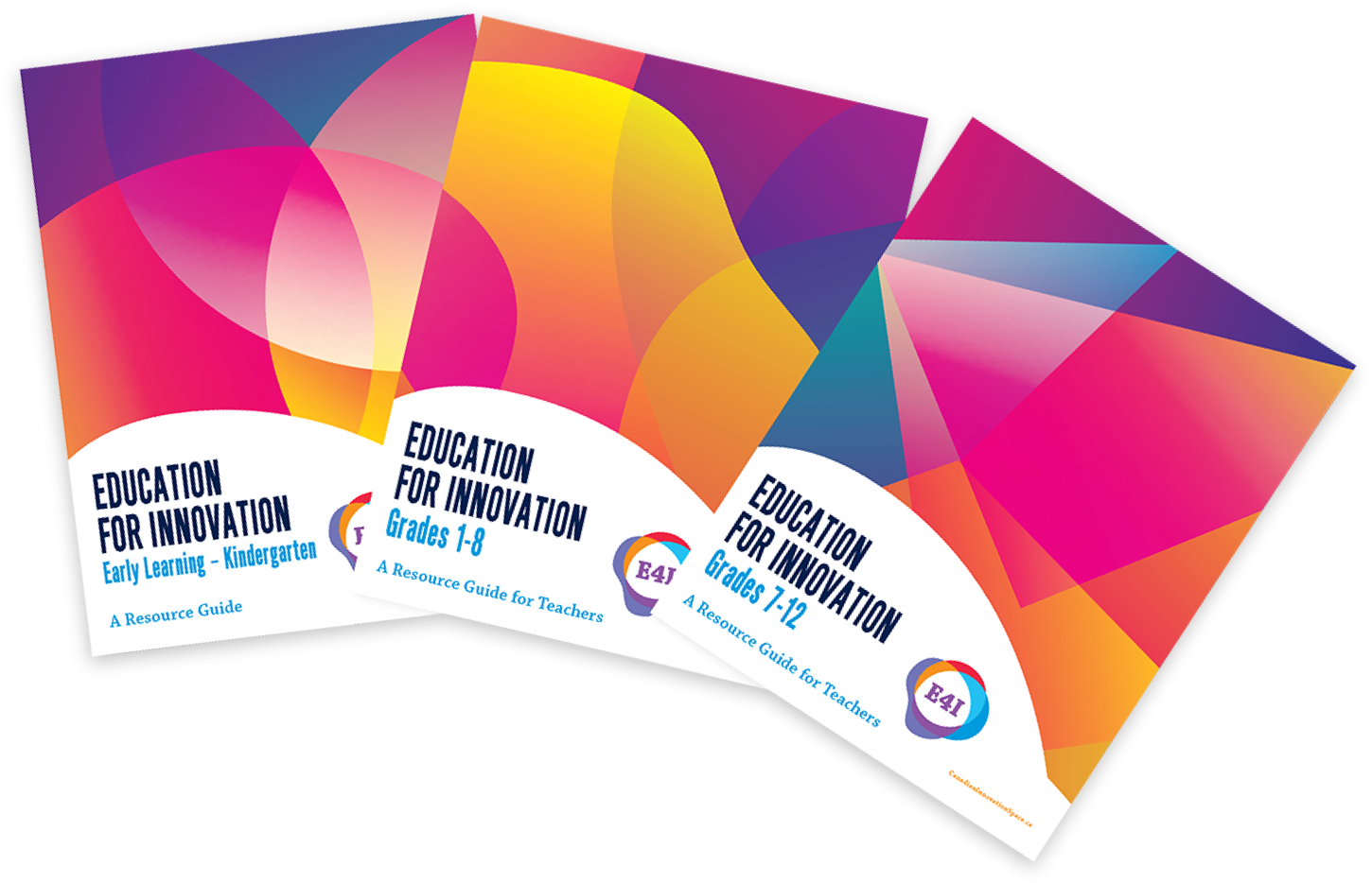 Covers for the three E4I education resources