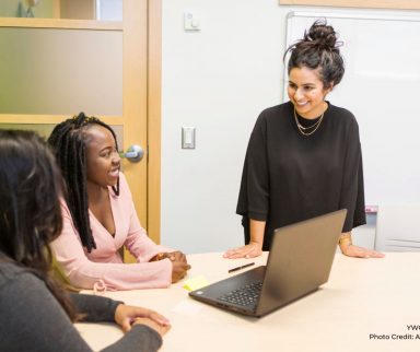 Three diverse woman at the table