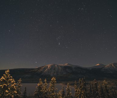 nighttime mountain and sky