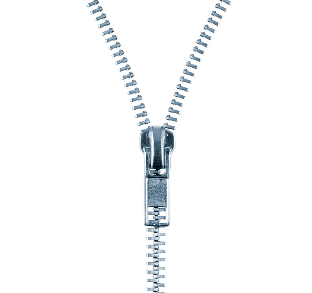 Photo of a silver zipper